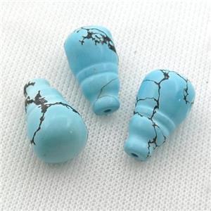 blue Sinkiang Turquoise guru beads, 3holes, approx 13-23mm