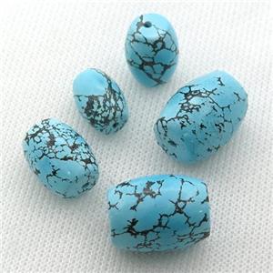 blue Sinkiang Turquoise barrel beads, approx 13x18mm