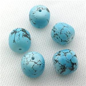 blue Sinkiang Turquoise barrel beads, approx 14mm dia