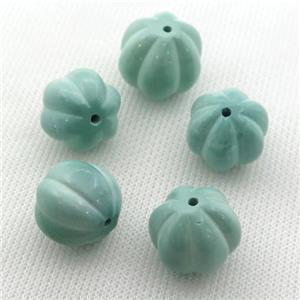 green Sinkiang Turquoise beads, lantern, approx 18mm dia