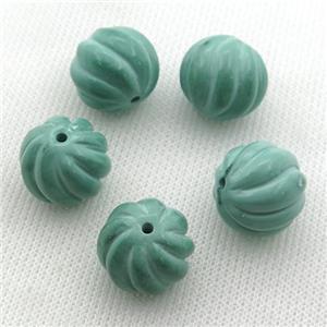 green Sinkiang Turquoise beads, lantern, approx 17mm dia