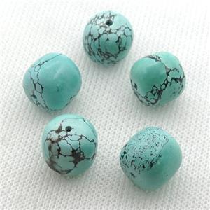 green Sinkiang Turquoise barrel beads, approx 12mm dia