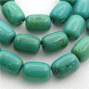green Sinkiang Turquoise barrel beads, approx 8-12mm