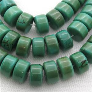 green Sinkiang Turquoise heishi beads, approx 8x15mm