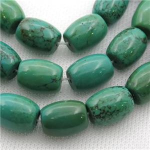 green Sinkiang Turquoise barrel beads, approx 12x16mm