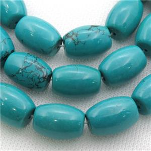 blue Sinkiang Turquoise barrel beads, approx 8-12mm