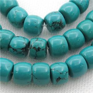 blue Sinkiang Turquoise barrel beads, approx 8-10mm