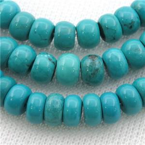 Sinkiang Turquoise rondelle beads, teal, approx 6x10mm