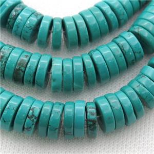 teal Sinkiang Turquoise heishi beads, approx 2x4mm