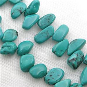 teal Sinkiang Turquoise beads, freeform, topdrilled, approx 8-16mm