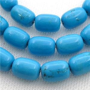 blue Sinkiang Turquoise beads, barrel, approx 8x12mm