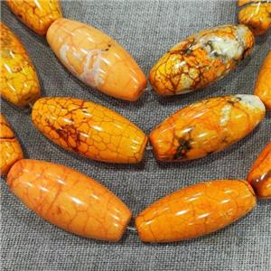 orange Magnesite Turquoise barrel beads, approx 20-40mm