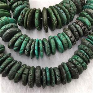 green Synthetic Turquoise graduated heishi beads, approx 10-22mm
