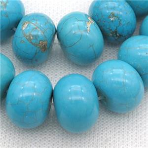 blue Assembled Turquoise Rondelle Beads, approx 13-18mm