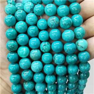 Natural Turquoise Beads Smooth Round Teal Dye, approx 12mm dia