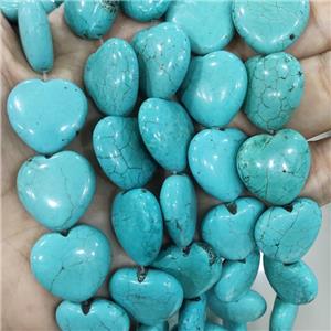 Magnesite Turquoise Heart Beads, approx 20mm