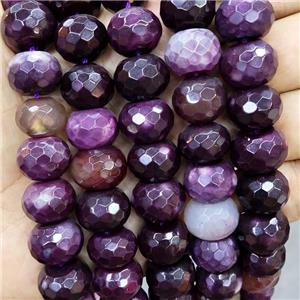 Natural Agate Beads Faceted Rondelle Purple Dye, approx 11-16mm