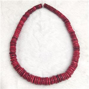 Red Turquoise Heishi Beads Graduated Dye, approx 8-15mm