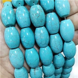 Blue Magnesite Turquoise Barrel Beads, approx 18-25mm, 15pcs per st