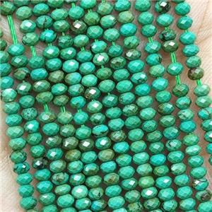 Howlite Turquoise Beads Green Dye Faceted Rondelle, approx 3mm