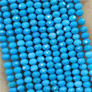 Howlite Turquoise Beads Blue Dye Faceted Rondelle, approx 3mm