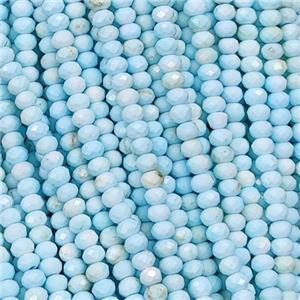Howlite Turquoise Beads WhiteBlue Dye Faceted Rondelle, approx 4mm