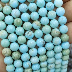 Howlite Turquoise Beads Blue Dye Smooth Round, approx 8mm