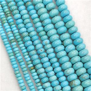 Howlite Turquoise Beads Blue Dye Smooth Rondelle, approx 6mm