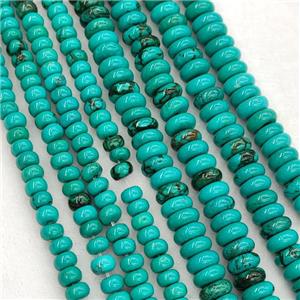 Howlite Turquoise Beads Green Dye Smooth Rondelle, approx 4mm