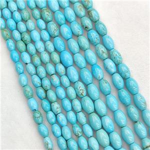 Howlite Turquoise Rice Beads Blue Dye, approx 4x6mm