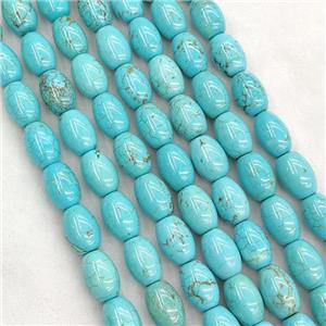 Howlite Turquoise Rice Beads Teal Dye, approx 8x12mm