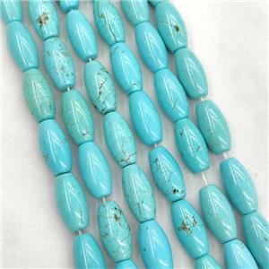 Howlite Turquoise Rice Beads Teal Dye, approx 10x20mm