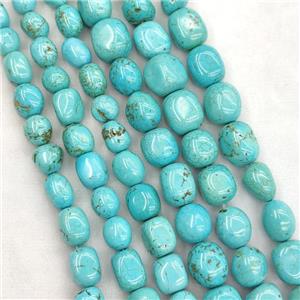 Howlite Turquoise Beads Teal Dye Freeform, approx 10-14mm