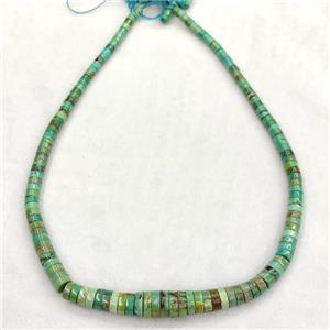 Natural Chinese Hubei Turquoise Heishi Beads Green Graduated, approx 4-10mm