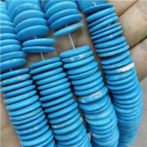 Natural Howlite Turquoise Heishi Spacer Beads Blue Dye, approx 18-19mm