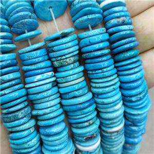 Natural Howlite Turquoise Heishi Spacer Beads Blue Dye, approx 14-16mm