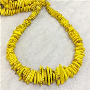 Magnesite Turquoise Beads Graduated Yellow Dye Freeform, approx 10-25mm