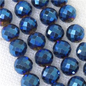 faceted round Hematite beads, blue electroplated, approx 8mm dia
