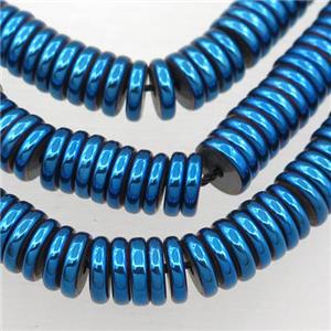 Hematite heishi beads, blue electroplated, approx 8mm
