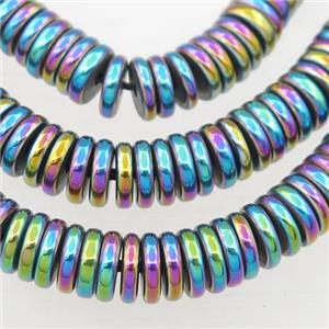 Hematite heishi beads, rainbow, approx 8mm