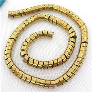 Hematite wave Beads, snakeskin, gold plated, approx 8mm