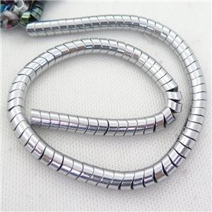 Hematite wave Beads, snakeskin, silver plated, approx 8mm