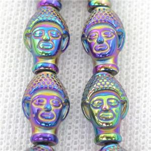 rainbow Hematite buddha Beads, approx 9-14mm