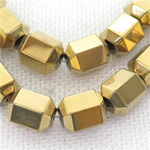 Hematite tube Beads, gold plated, approx 8-10mm