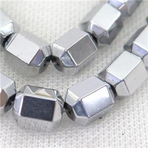 Hematite tube Beads, platinum plated, approx 8-10mm