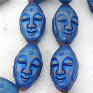 blue Hematite buddha Beads, approx 15-25mm