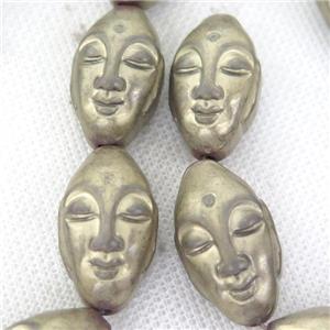 Hematite buddha Beads, pyrite color, approx 15-25mm