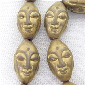 gold Hematite buddha Beads, approx 15-25mm
