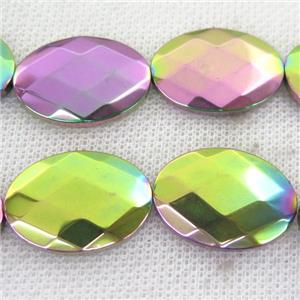 rainbow Hematite Beads, faceted oval, approx 18-25mm