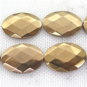 brown Hematite Beads, faceted oval, approx 18-25mm